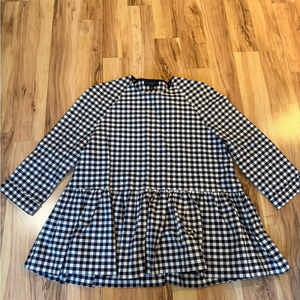 Victoria Beckham for Target Black and White Gingham Peplum Top